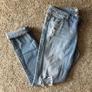 Low Rise Distressed Mom Jeans